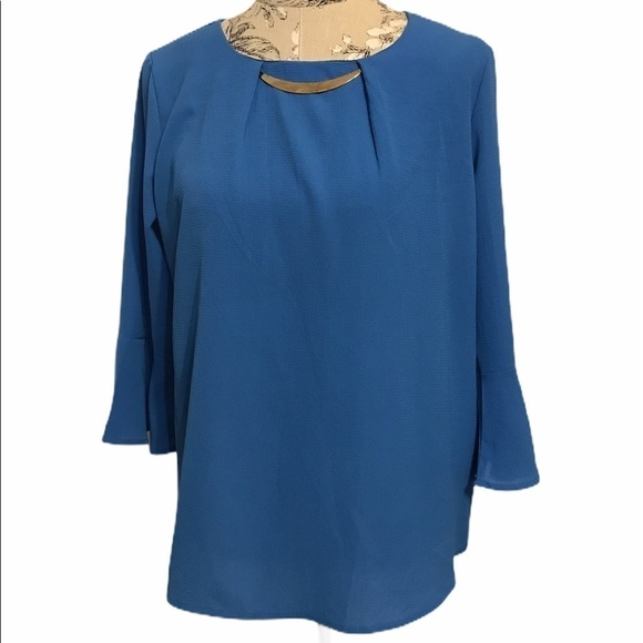 🆕 Profile Blue Dress Top L - Picture 1 of 6